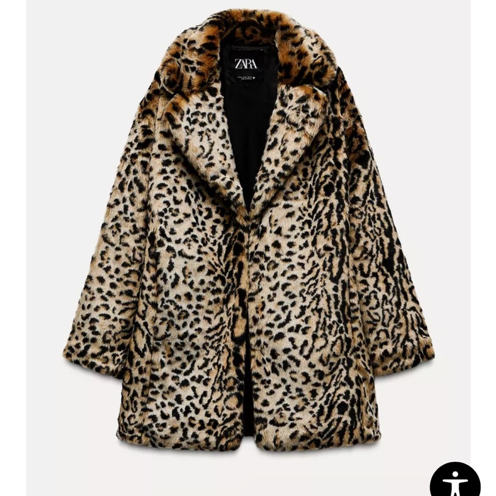 FAUX FUR ANIMAL PRINT COAT